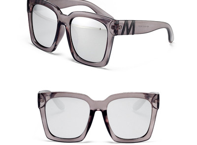 Ochelari de soare de damă cu formă pătrată în negru și gri