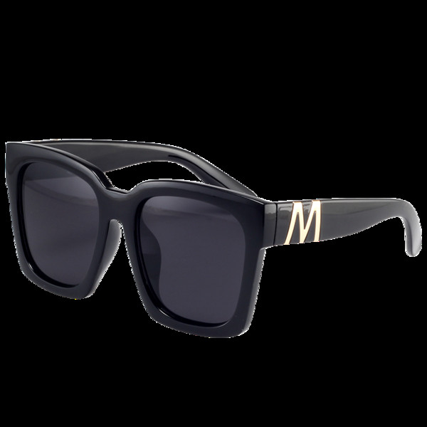 Ochelari de soare de damă cu formă pătrată în negru și gri