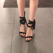 Sandale de dama elegante cu sireturi in doua culori