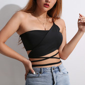 Top de dama de culoare neagra cu cravate incrucisate