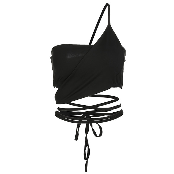 Top de dama de culoare neagra cu cravate incrucisate