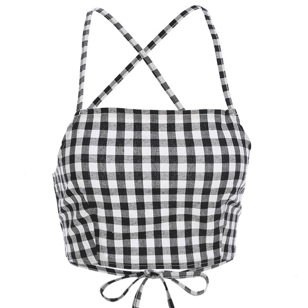 Top de damă în carouri cu spatele deschis