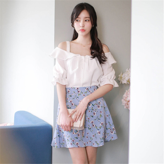 Γυναικεία μπλούζα σιφόν με ανοιχτούς ώμους και μανίκι 3/4