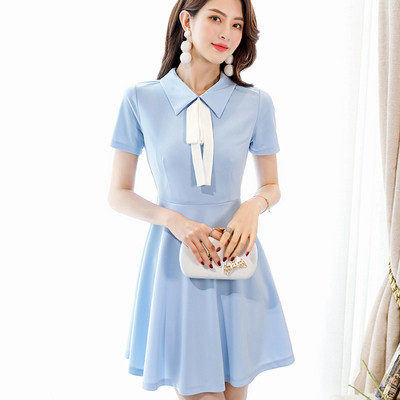 Απαλή φόρεμα κυρίες με 3/4 μανίκια και γραβάτες - 2 χρώματα