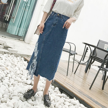 Fusta lungă de blugi de damă modernă