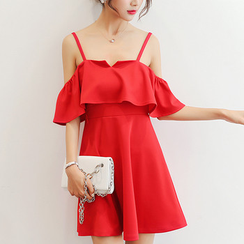 Rochie de dama cu bretele subtiri in 2 culori