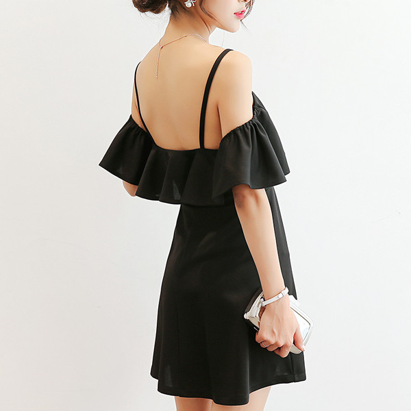 Rochie de dama cu bretele subtiri in 2 culori