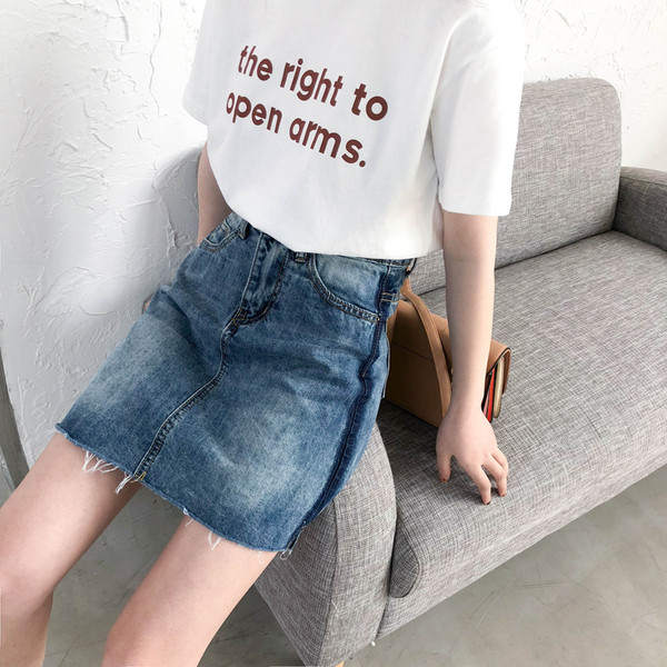 Κομψή φούστα denim με υψηλή μέση