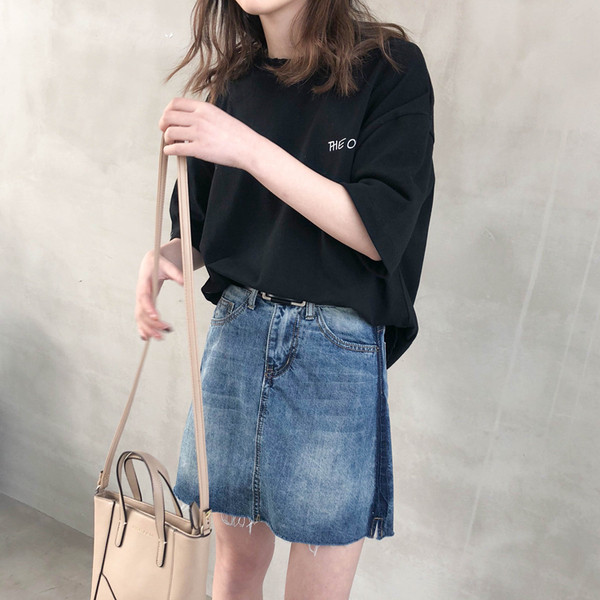 Κομψή φούστα denim με υψηλή μέση