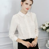 Cămașă de damă cu mâneci lungi și bucle în 2 culori