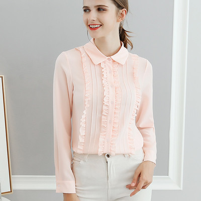 Cămașă de damă cu mâneci lungi și bucle în 2 culori