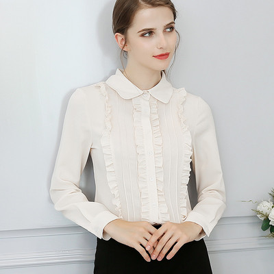 Cămașă de damă cu mâneci lungi și bucle în 2 culori