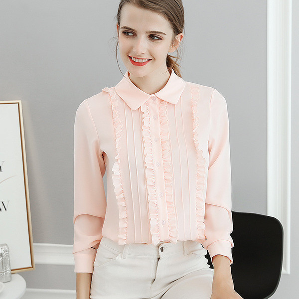 Cămașă de damă cu mâneci lungi și bucle în 2 culori