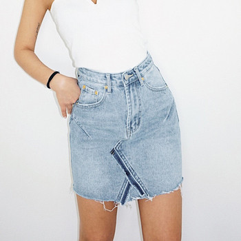 Τρέχουσα φούστα τζην σε ψηλό μέτωπο σε δύο χρώματα