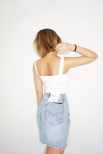 Τρέχουσα φούστα τζην σε ψηλό μέτωπο σε δύο χρώματα