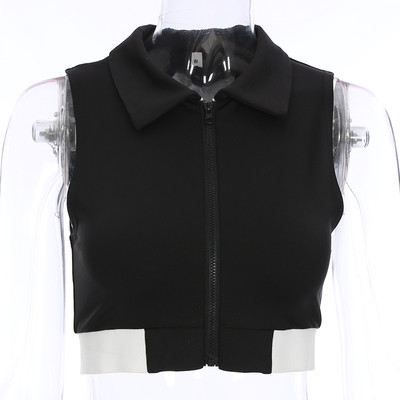 Γυναικείες κορυφαίες κορυφές με κολάρο και μπροστινό φερμουάρ