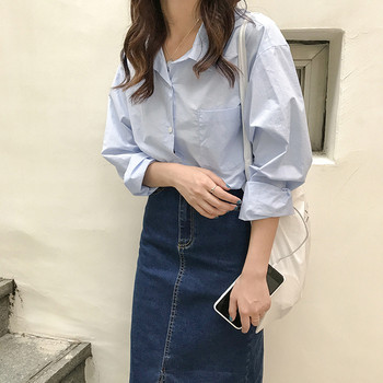 Fusta lungă de blugi de damă modernă de culoare albastru închis