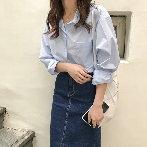 Fusta lungă de blugi de damă modernă de culoare albastru închis