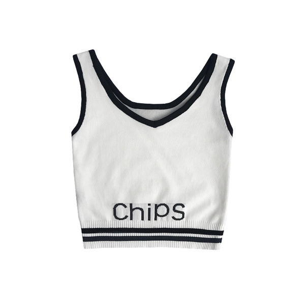 Дамски къс потник в три цвята с надпис