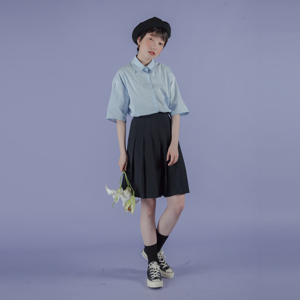 Fusta de dama cu talie inalta in doua culori