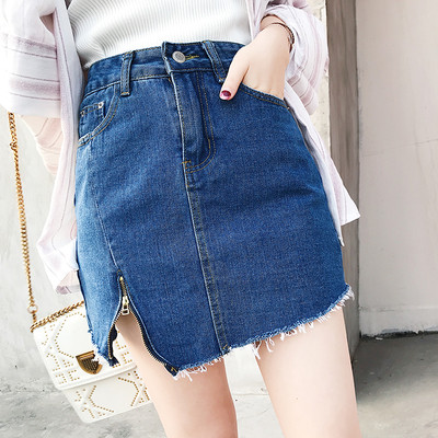 Γυναικεία φούστα denim με φερμουάρ