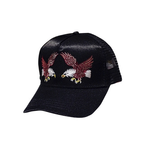 Καλοκαιρινό καπέλο με πλέγμα και κεντήματα σε μαύρο χρώμα κατάλληλο για άντρες και γυναίκες