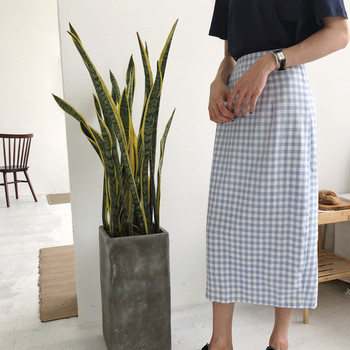 Fusta lunga moderna cu talie inalta in albastru