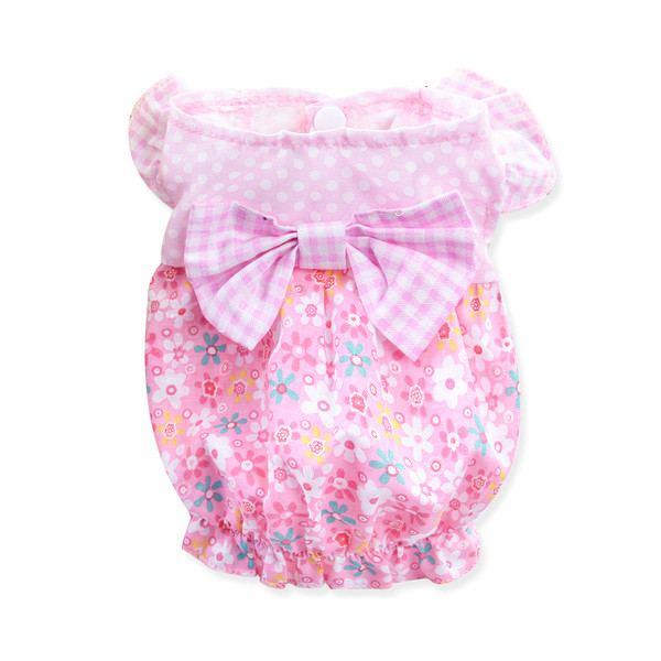 Haina pentru caini cu motive florale si panglici in doua culori