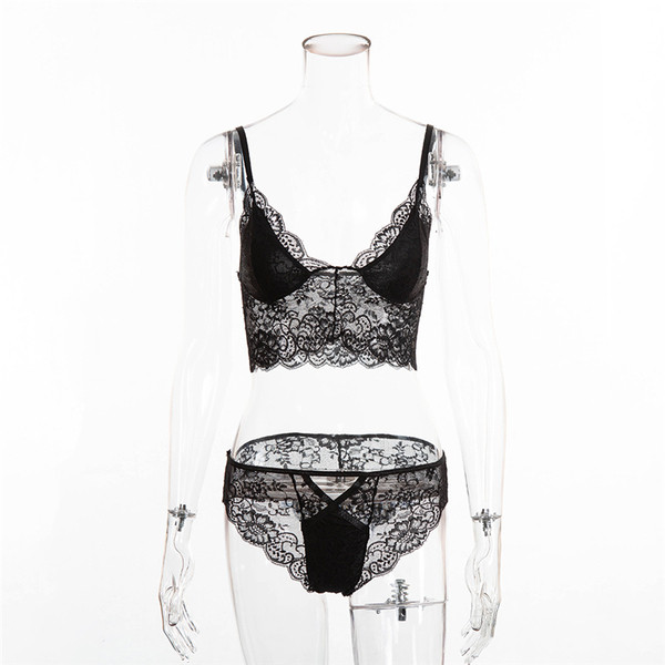 Lenjerie intimă din dantelă alb-negru