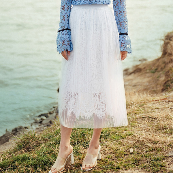 Κυρίες μακρύ φόρεμα δαντέλα λευκό