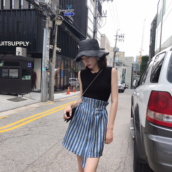 Μοντέρνο φούστα με υψηλή μέση σε μπλε χρώμα