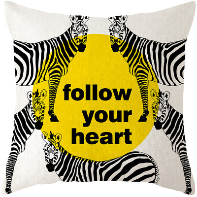 Διακοσμητικά μαξιλαροθήκες σε κίτρινο με διαφορετική εκτύπωση - 1 κομμάτι