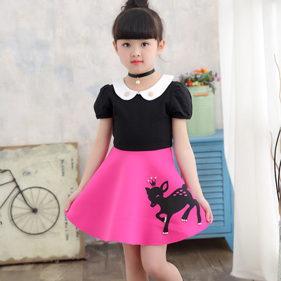 Καλοκαιρινό φόρεμα για κορίτσι με εφαρμογές και διακοσμητικές πέτρες σε τρία χρώματα