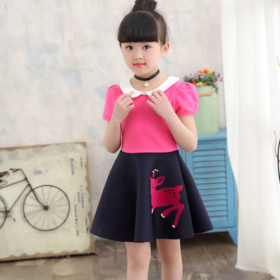 Καλοκαιρινό φόρεμα για κορίτσι με εφαρμογές και διακοσμητικές πέτρες σε τρία χρώματα