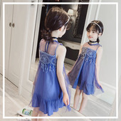 Rochie moderna pentru copii pentru fata cu dantela si elemente transparente in doua culori