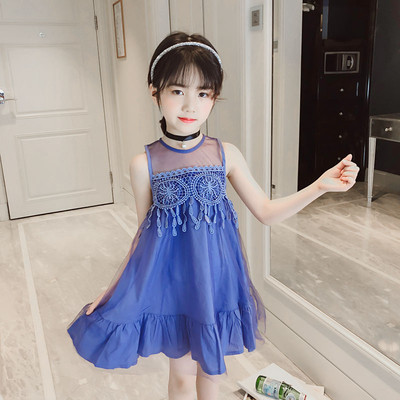 Rochie moderna pentru copii pentru fata cu dantela si elemente transparente in doua culori