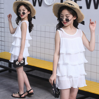 Rochie de copii pentru fata cu bretele late si volane in trei culori