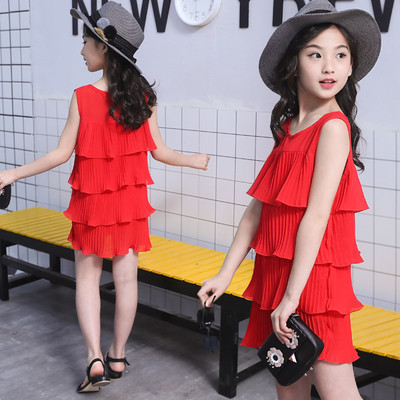 Rochie de copii pentru fata cu bretele late si volane in trei culori