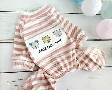 Раиран гащеризон за кучета с цветна апликация в два цвята