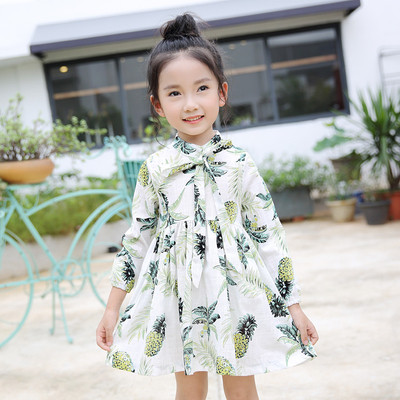 Παιδικό φόρεμα για κορίτσι με γραβάτα και δεξιά σε δύο χρώματα