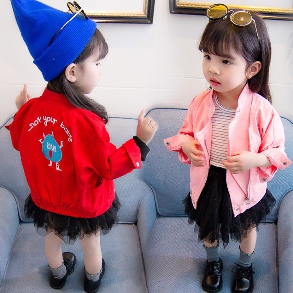 Jachetă subțire pentru copii modernă pentru fete în roz și roșu