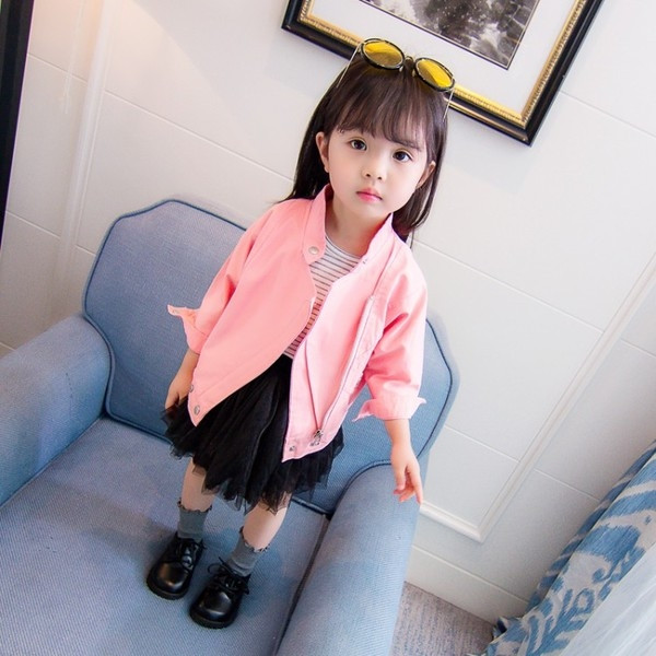 Jachetă subțire pentru copii modernă pentru fete în roz și roșu