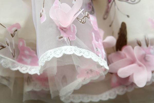 Fusta moderna pentru copii pentru fete de culoare deschisa cu decor 3D