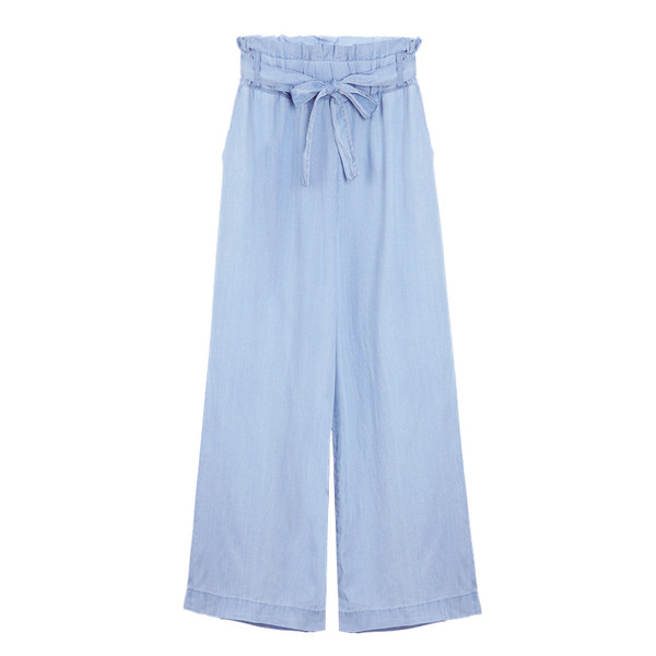 Blugi lungi de dama - model larg cu panglica