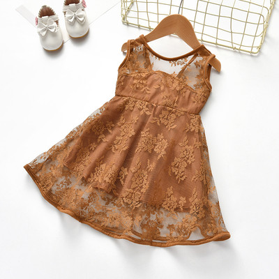 Rochie pentru copii din dantela in trei culori cu bretele late