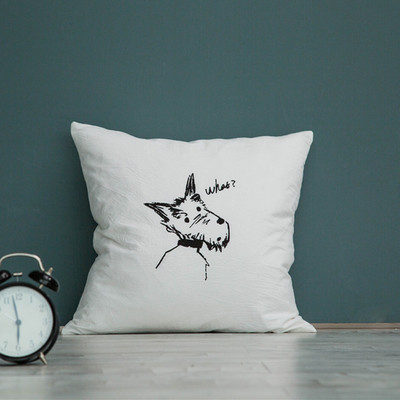 Fetă de pernă decorativă de culoare albă cu inscripție și imprimeu