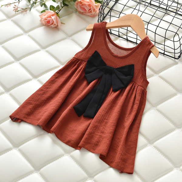 Ежедневна детска рокля за момиче с панделка в два цвята