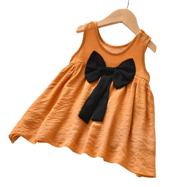 Ежедневна детска рокля за момиче с панделка в два цвята