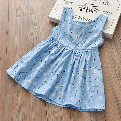 Rochie pentru copii din bumbac cu dantela si bretele late in doua culori