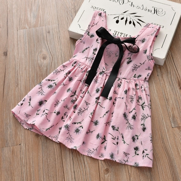 Rochie pentru copii din bumbac cu dantela si bretele late in doua culori